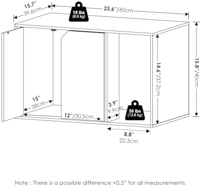 Furinno Peli Cat Litter Box Enclosure, 24 Inch Hidden Litter Box Furniture - Image 2