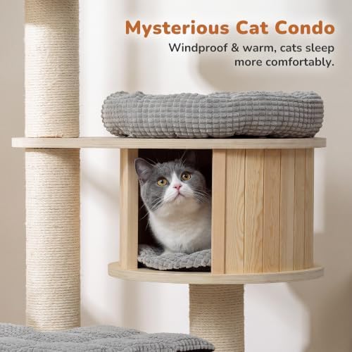 NUNU LAB 69’’ Modern Cat Tree for Large Cats, Wood Cat Tree Tower - Image 6