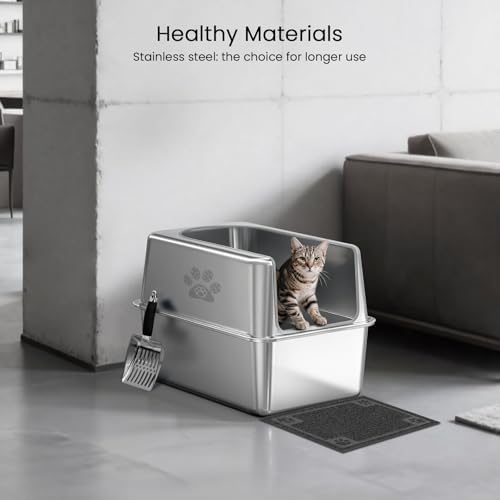 Enclosed Stainless Steel Cat Litter Box - Image 3