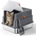 FURTIME Small Enclosed Stainless Steel Litter Box by FURTIME