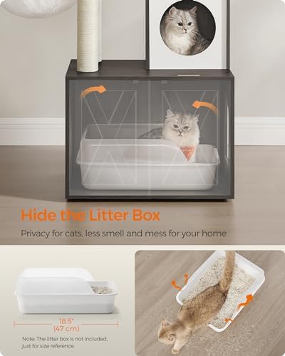 Feandrea Cat Tree with Litter Box Enclosure, 2-in-1 Condo - Image 4
