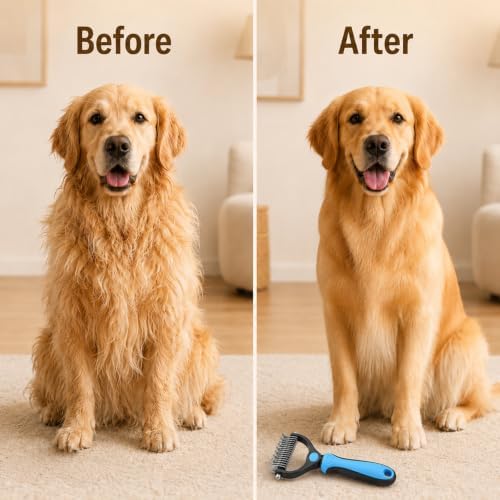 Deshedding Brush for Dogs and Cats, Undercoat Rake Pet Brush for Long Hair - Image 6