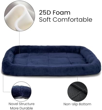 Patas Lague Small Dog Bed Bolster Pet Crate Mat 16''x12'' Navy Blue - Image 4