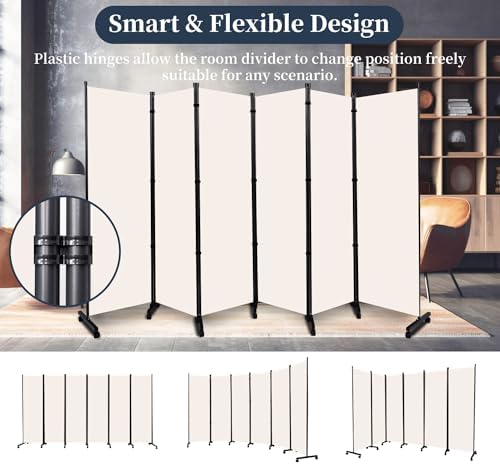 Room Divider 6 Panel-132''Wide Folding Privacy Screen, Large Partition Wall - Image 5