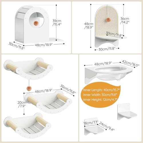 HOOBRO Wood Cat Wall Shelves for Large Cats, Wall-Mounted Cat Shelves and - Image 4