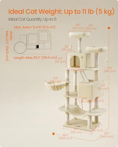 Feandrea Cat Tree, 66.1-Inch Large Cat Tower - Image 5