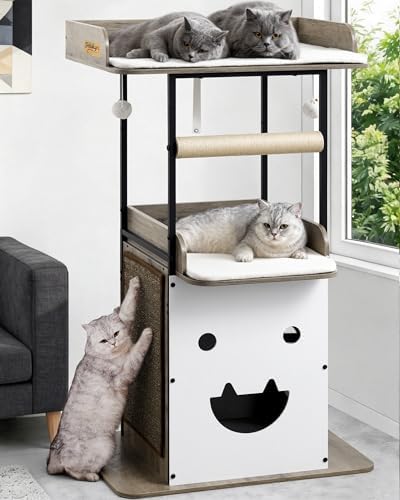 48in Wood Modern Cat Tree for Large Indoor Cats by FeliskynCatTreeTower