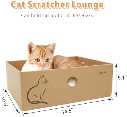 AUSCAT Cat Cardboard Scratcher, 14.8" L x 10.8" W x 5.2" H. - Image 3