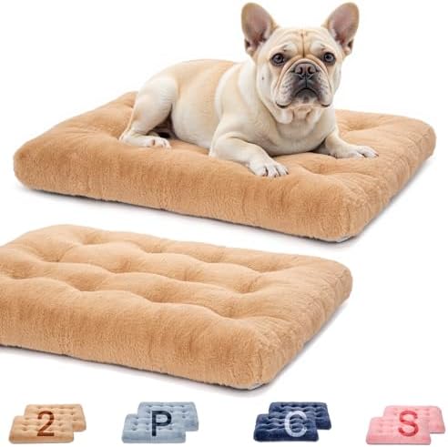 2 Pack Dog Bed, Washable Deluxe Plush Dog Crate Beds by MOIRIG