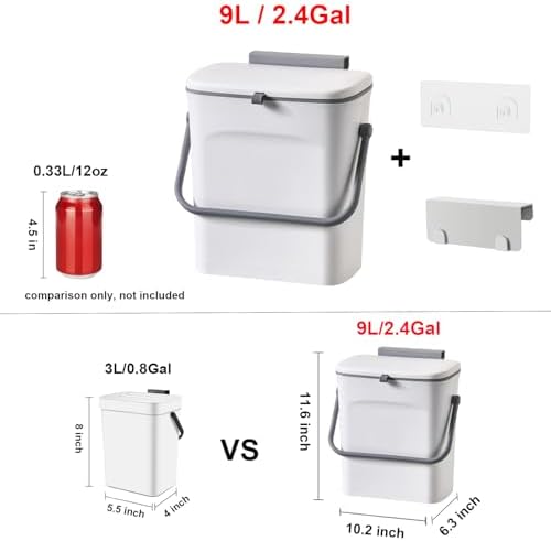 LALASTAR Small Trash Can with Lid, Kitchen Compost Bin - Image 6