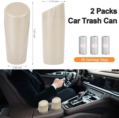 Car Trash Can, 2 Packs Mini Car Garbage Can Cup Holder - Image 6