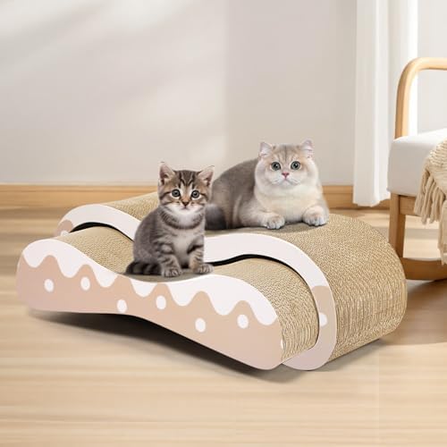 FluffyDream 2 in 1 Cat Scratcher Cardboard Lounge Bed, Cat Scratching Post - Image 6