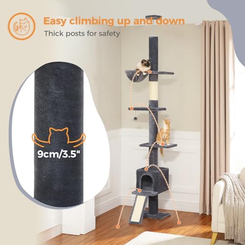 PEQULTI Floor to Ceiling Cat Tree, Adjustable 83-108in 5-Level Tower - Image 5