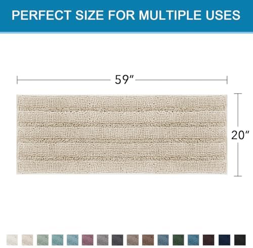 H.VERSAILTEX Bath Rugs for Bathroom Non Slip Bath Mats Thick Chenille Striped - Image 2