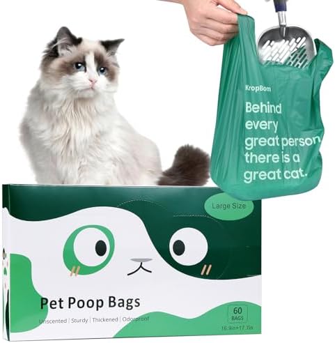 60 Count Cat Poop Bags Large Pet Waste Sacks by KropBom