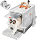 High-Sided Stainless Steel XL Cat Litter Box by OneBug