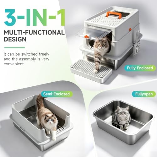 High-Sided Stainless Steel XL Cat Litter Box - Image 2
