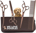 Dog Grooming Scissors Kit, 4 Pieces, Straight & Thinning Shears Set by WeLoveDoodles