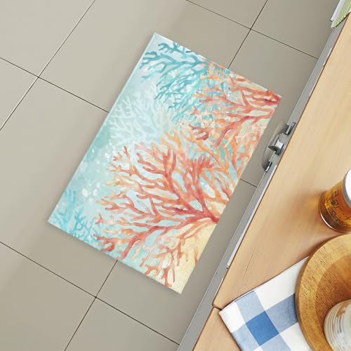 Giwawa Coastal Coral Bath Rug Beach Ocean Bathtub Mat Extra Absorbent Washable - Image 6