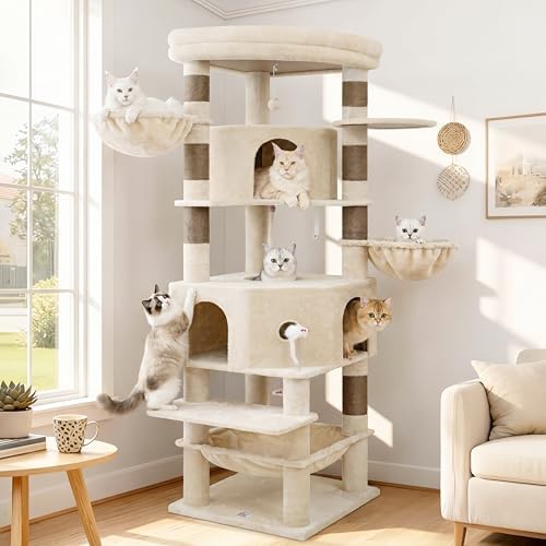 Cat Tree, 81.1" Skyward Corner Cat Tower by VibrissiaHome