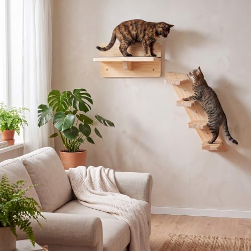 Nuanchu 2 Pack Cat Wall Shelves Stairs Steps Ladder - Image 6