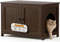 Cat Litter Box Enclosure Furniture Dog Proof, Hidden Kitty Washroom Cabinet Low by Fecuria