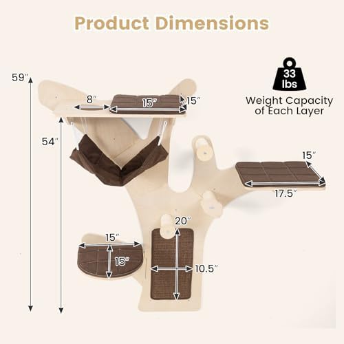 Tangkula Cat Wall Shelves, 4-Layer Wall-Mounted Cat Tree - Image 3