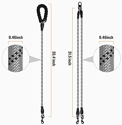 Double Dog Leash Reflective Detachable Coupler &360° Swivel Tangle Free - Image 2