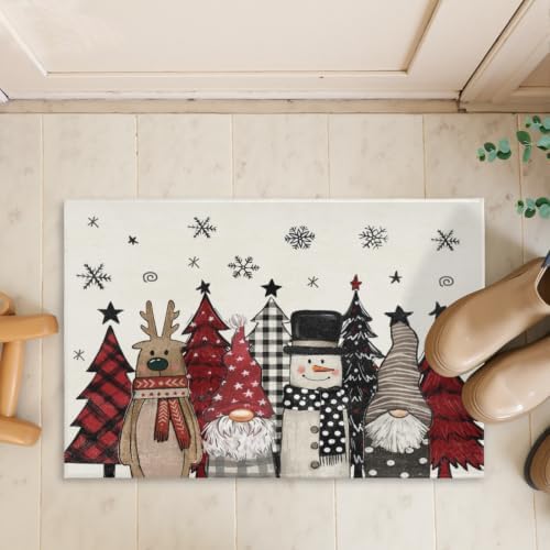 Giwawa Winter Snowman Gnome Bath Rug Xmas Tree Bathtub Mat Non Slip Absorbent - Image 7