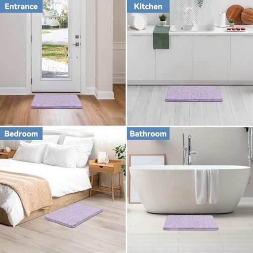 Bcoimo Bath Rug Mat, Chenille Extra Soft Lavender Bathroom Floor Shower Mats - Image 6