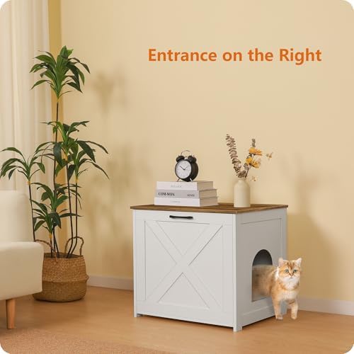 Dwanton Cat Litter Box Enclosure, Hidden Litter Box Furniture, 23.6 Inches - Image 2