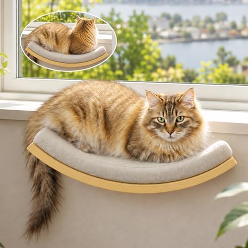 Cat Wall Shelf with Curved Hammock Bed, Wall Mounted Cat Perch by PELUOMOZ