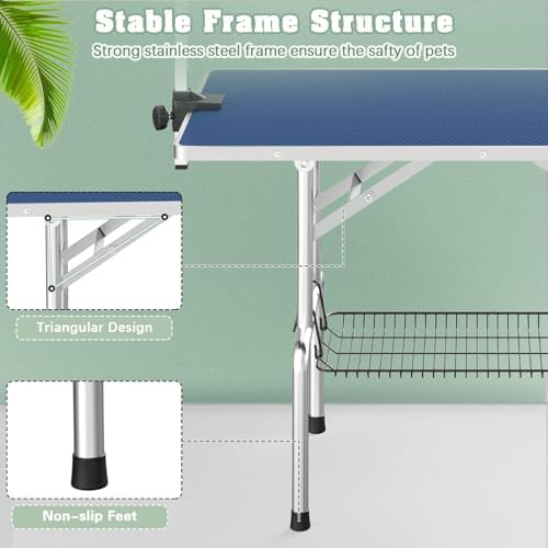 Lyromix 42'' Stainless Steel Pet Dog Grooming Table, Arm/Noose/Tray - Image 6