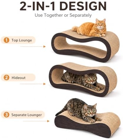 2 in 1 Cat Scratcher Cardboard Lounge Bed, Cat Scratching Post, Durable Board - Image 3