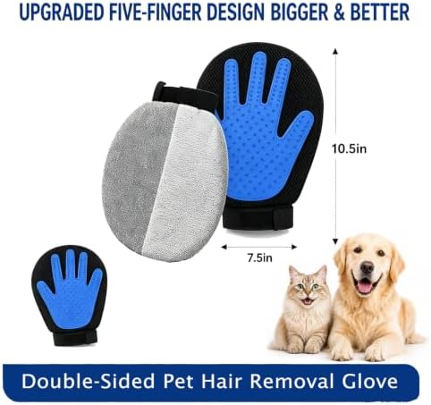 Pet Hair Removal Glove for Dogs & Cats, 2-in-1 Double-Sided Grooming Glove - Image 3