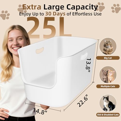 Extra Large High Sided Litter Box, 22.6"×14.8"×13.8" XL Cat Litter Box - Image 3