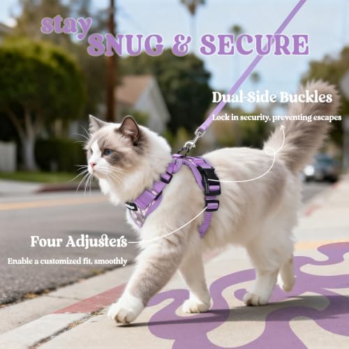 rabbitgoo Cat Harness and Leash Set, Escape Proof Vest, Purr-ple Daisy - Image 6