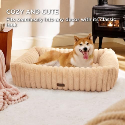 Bedsure ComfyFleece® Dog Beds Large Sized Dog Washable，36in Sandy Beige - Image 2