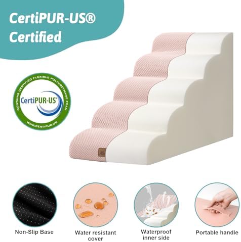 COZY KISS Dog Stairs for Small Dog 22.6" H, 5 Step Pet Ramp for Bed - Image 4