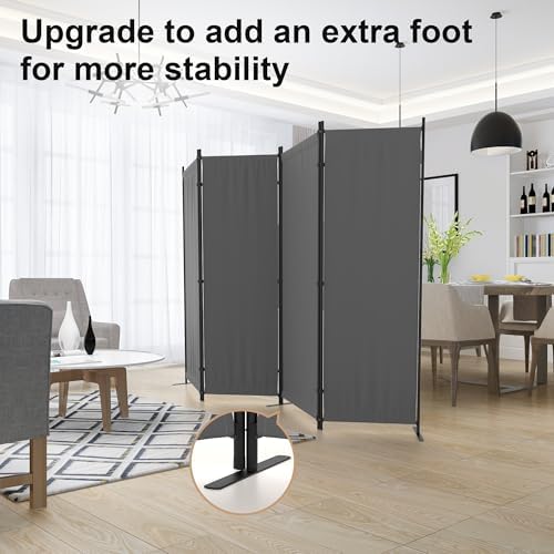 Room Divider, 4 Panel Folding Screen, 88” Portable Separating 3 Feet - Image 4