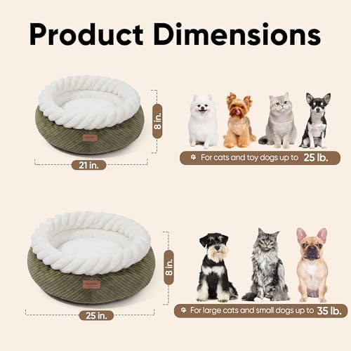 FUKUMARU Cute Round Cat Bed, Calming Donut Small Dog Beds - Image 6