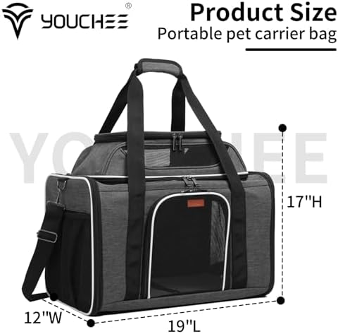 19" Large Pet Carrier for Cats & Small Dogs up to 25 lbs, Airline Approved - Image 2