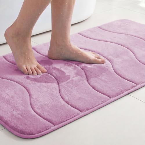 Flamingo P Lilac Bath Mat 20x32 Quick Dry Washable Memory Foam by FlamingoP