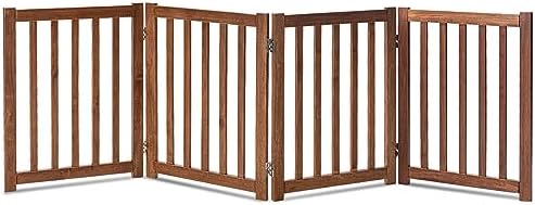 LZRS Wooden Free Standing Dog Gate 80" W x 24" H, Foldable Solid Hardwood Pet by LZRSPET