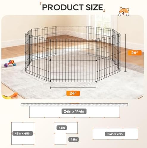 NChanmar Pet Dog Palypen Metal Dog Fence 24 Inch Height 8 Panels - Image 2