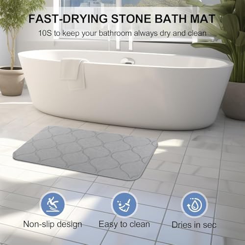 Stone Bath Mat Diatomaceous Earth Shower Mat Non-Slip Super Absorbent Quick - Image 3