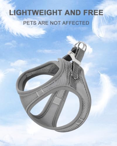 XXS Grey Soft Mesh Dog Harness and Leash Set, No Escape Puppy Harnesses - Image 3