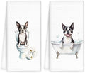 Funny Boston Terrier Dog Hand Towels Set of 2, Gifts by OINDADE