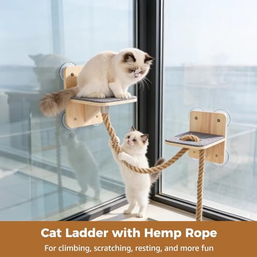 Cat Ladder with 7.5 ft Hemp Rope, Suction Cup Hanging Cat Bed, Space Saving Cat - Image 2
