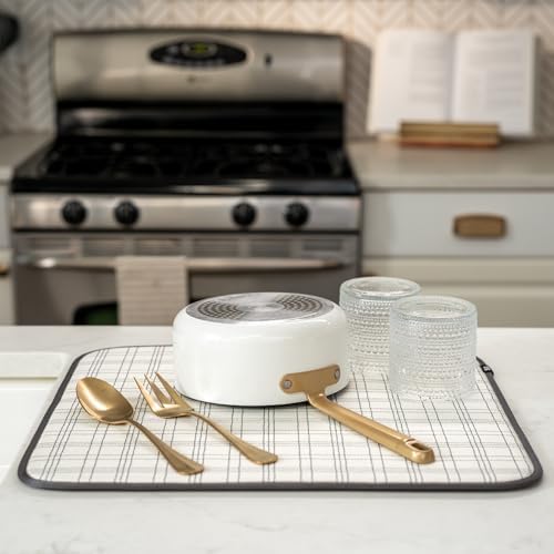 S&T INC. Dish Drying Mat, Stitched Plaid - Image 4